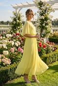 Olivia Plisse Pleated Wrap Midi Dress - Lemon / F/S image