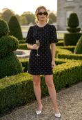 Oriental Style Polka Dot Dress - Black/White / 16 image