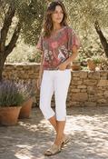 Romane Palm Print Top - Red Mix / 10 image