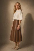Faux Leather Midi Skirt - Coffee Bean / 42 image