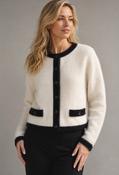 Contrast Knit Cardigan - Black/Beige / 44 image