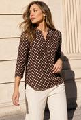 Polka Dot V-Neck Blouse - Brown / 10