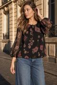 Plisse Pleated Floral Print Blouse - Chocolate / 12 image