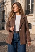 Faux Suede Blazer - Chocolate / S/M image