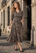 Ritex Faux Wrap Midi Dress - Black Mix / 18 image