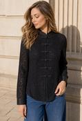 Oriental Style Lace Top - Black / M image