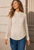 Oriental Style Lace Top - Beige / M image