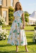 Betty Asymmetric Floral Print Midi Dress - Mint / 16 image
