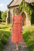 Rofari Plisse Pleated Midi Dress - Orange Mix / 12 image