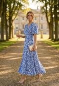 Sunny Leaf Print Wrap Midi Dress - Blue / 14 image
