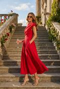 Betty Asymmetric Midi Dress - Red / 8 image