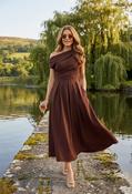 Betty Asymmetric Midi Dress - Brown / 10 image