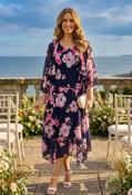 2 Piece Floral Midi Dress - Navy/Pink / 10 image