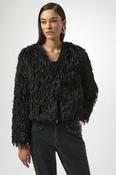 Joseph Ribkoff Faux Fur Collarless Boxy Jacket
