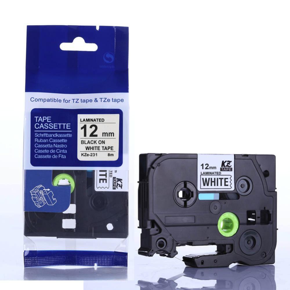 Brother TZe-231 P-Touch Compatible Label Tape 12mm Black on White 8m