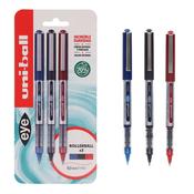 Blister pack of 3 Uni-ball Eye fine 0.5mm liquid ink rollerball pens image