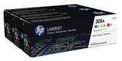 HP305A Tri-Colour LaserJet Toner Cartridges (Pk 3) CF370AM image