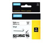 Dymo Rhino 9mmx5.5m Black on White Vinyl Tape image