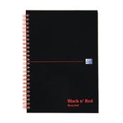 Black n' Red Recycled Ruled Wirebound Hardback Notebook A5 Pk5 image