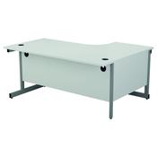 First Left Hand Radial Cantilever Desk 1600x1200mm White/Silver image
