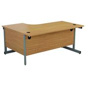 First Right Hand Radial Cantilever Desk 1600x1200mm Nova Oak/Silver image