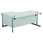 First Right Hand Radial Cantilever Desk 1600x1200mm White/Silver image