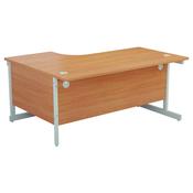 First Right Hand Radial Cantilever Desk 1600x1200mm Beech/White image