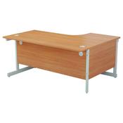 First Left Hand Radial Cantilever Desk 1800x1200mm Beech/White image