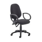 First High Back Operators Chair Charcoal with Fixed Arms image