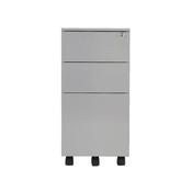 First Steel Slimline Under Desk Pedestal 3 Drawer Silver image