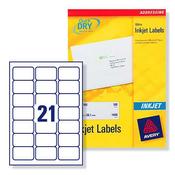J8160 Avery Inkjet Labels 21 per Sheet - 25 Sheets image