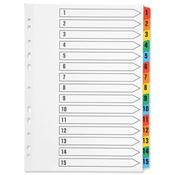 Index A4 Multi-Punched 1-15 Reinforced Multicolour Board Clear Tabbed image