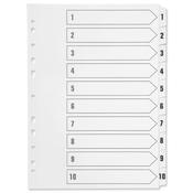 Index A4 Multi-Punched 1-10 Reinforced White Board Clear Tabbed image