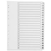 Index A4 Multi-Punched 1-20 Reinforced White Board Clear Tabbed image