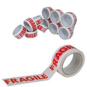 White/Red Polypropylene Fragile Printed Tape 50mmx66m (Pack of 6) image