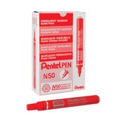 Pentel N50 Permanent Bullet Marker Broad Red (12 Pack)
