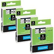 Compatible Dymo D45013 D1 Tape 12mm Black on White image