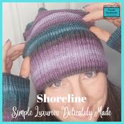 Purple and Teal Hand Knitted Hat and Wrist Warmers Set