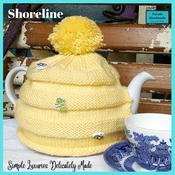 Hand-Knitted Honeycomb Tea Cosy with Wooden Bees and Pom-Pom - Yellow, 100% Wool image