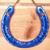 Recycled Horseshoe Key Rack in Blue with Delicate Painted Design by Liffey Forge