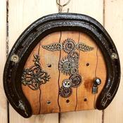 Steampunk Lucky Horseshoe Fairy Door with Mouse and Key by Liffey Forge