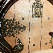 Horseshoe Fairy Door, with Mushroom, Key, Bird Cage and Fact Sheet, by Liffey Forge