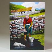 Art Card, 'Jobs for the Girls', 'To Fetch a Pail of Water', Achill Island, by Noreen Sadler