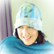 Cloche Felt Hat, Grey, Turquoise, Lime 56/57cm, by parade-handmade image