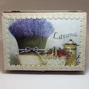 Decoupaged. Wooden Box. Lavender, By Kira Szentivanyi