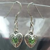 Emerald Green Heart Charm Earrings, By Lapanda Designs image