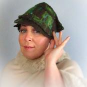 Quirky Felt Hat Of Brown &amp; Green Super-Fine Merino Wool, Hats By Parade image