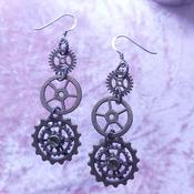 Steampunk Earrings with Cogs and Wheels, By Lapanda Designs image