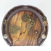 Steampunk Fairy Door With Spider, Cogs and Wing Charms, By Liffey Forge