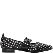Xti Womens Flat Diamante Stud Strap Shoe - Black - 37 image
